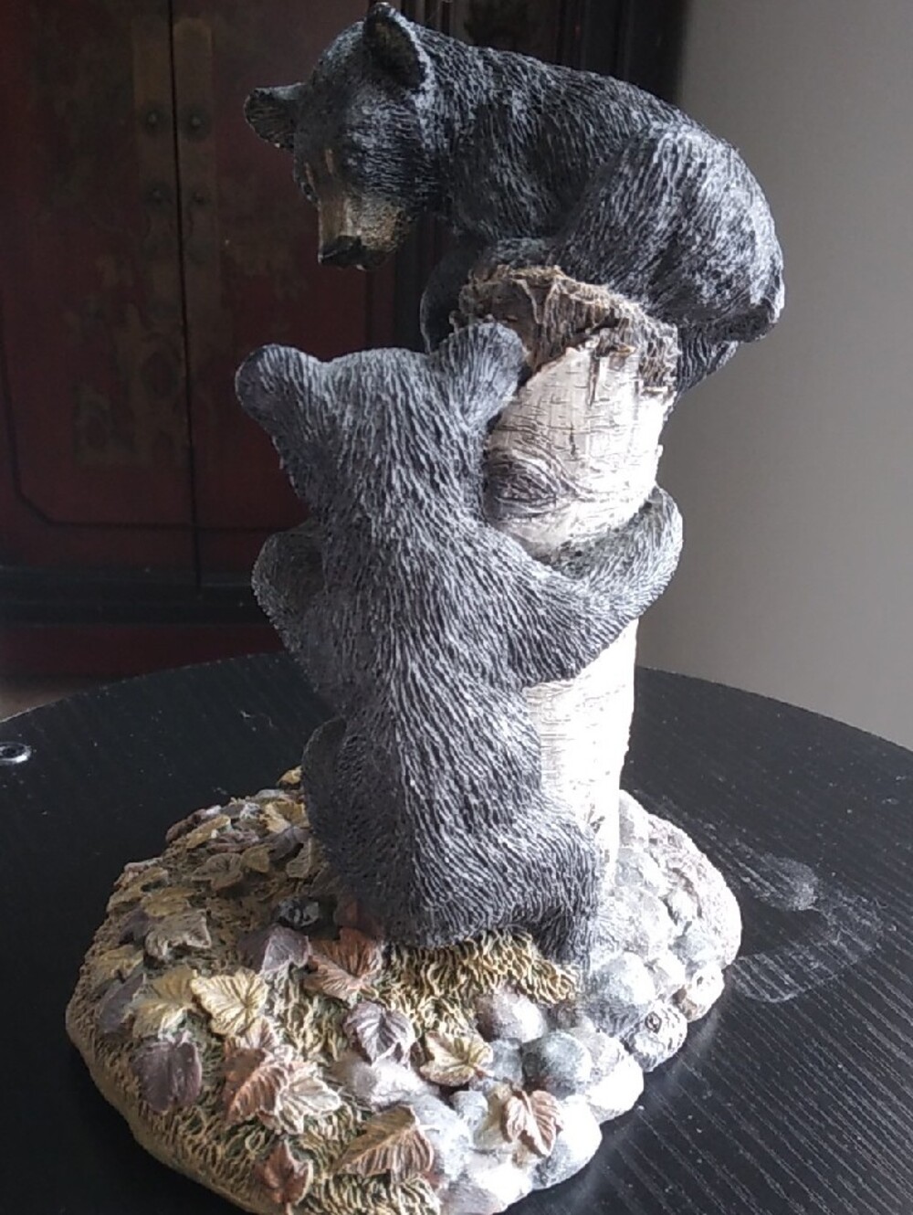 Vintage 90s Living Stone Bear Cubs Tree Tag Sculpture - Picture 6 of 11